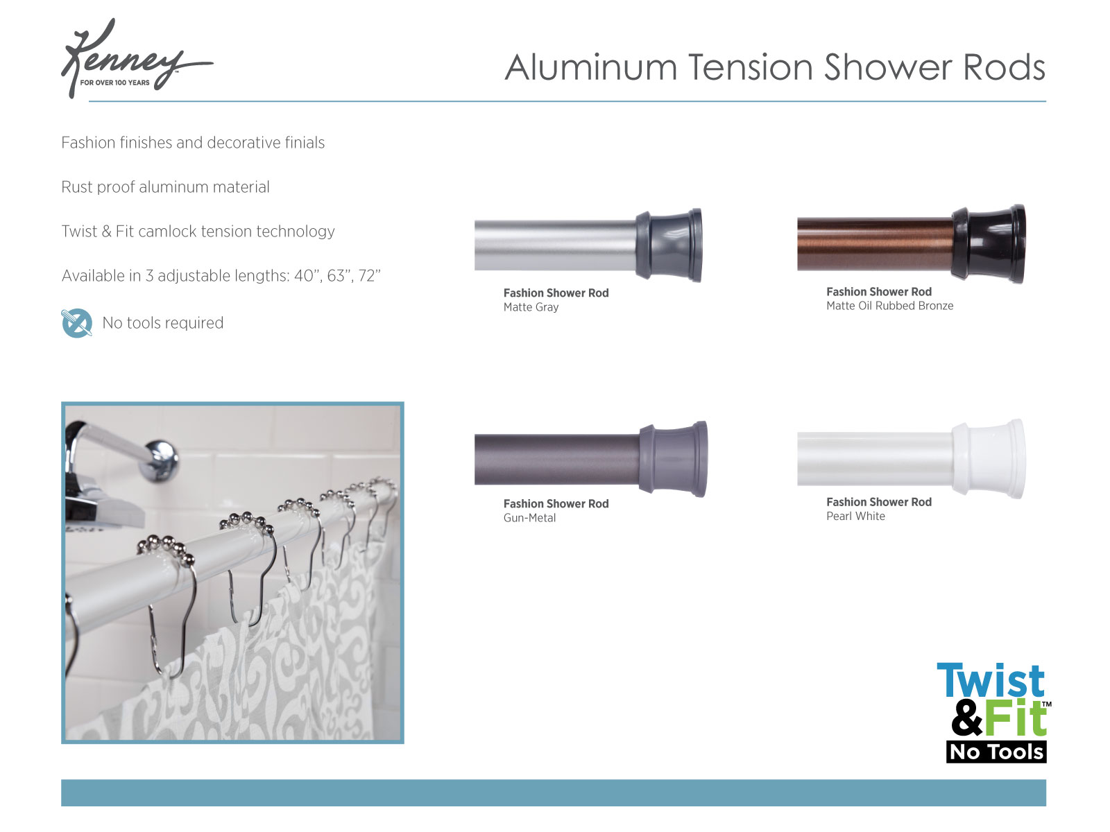 Aluminum Tension Shower Rods